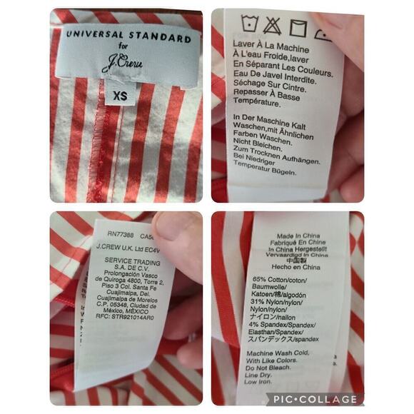 Universal Standard X J Crew Top XS Preppy Work Career Poplin Tie-Sleeve Striped - Picture 8 of 12